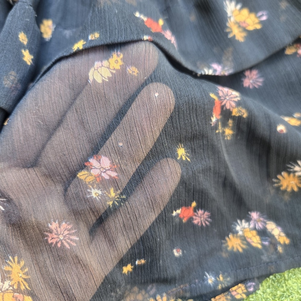 Free People Skirt Women's Medium Black Floral Print Ruffle Mini - Picture 10 of 10
